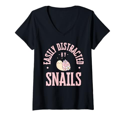 Damen Lustige Schnecke leicht abgelenkt von Schnecken Frau T-Shirt mit V-Ausschnitt Damen Lustige Schnecke leicht abgelenkt von Schnecken Frau T-Shirt mit V-Ausschnitt von Snail Lovers