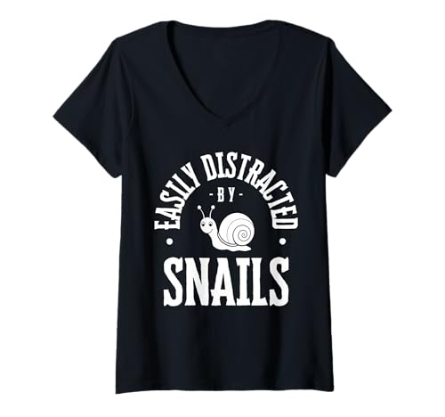 Damen Lustiges Schnecken-Zitat Easily Distracted by Snails T-Shirt mit V-Ausschnitt Damen Lustiges Schnecken-Zitat Easily Distracted by Snails T-Shirt mit V-Ausschnitt von Snail Lovers