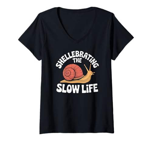 Damen Shellebrating The Slow Life Schnecke Humor Relax T-Shirt mit V-Ausschnitt Damen Shellebrating The Slow Life Schnecke Humor Relax T-Shirt mit V-Ausschnitt von Snail Shell Slow Life Shellebrating