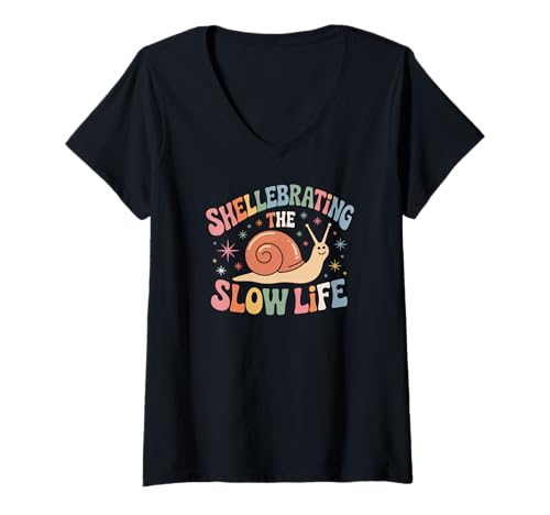 Damen Sie feiert die entspannende Atmosphäre der Slow Life Snail T-Shirt mit V-Ausschnitt Damen Sie feiert die entspannende Atmosphäre der Slow Life Snail T-Shirt mit V-Ausschnitt von Snail Slow Life Mindful Relaxing Calm
