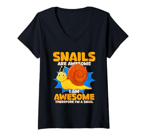 Damen Snails Are Awesome I'm Awesome Therefore I'm A Snail T-Shirt mit V-Ausschnitt Damen Snails Are Awesome I'm Awesome Therefore I'm A Snail T-Shirt mit V-Ausschnitt von Snail Snails Slug Design