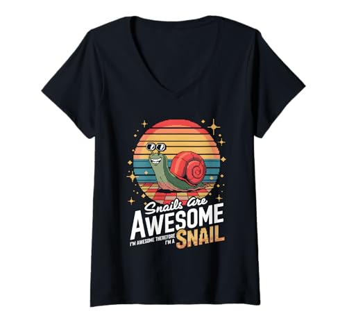 Damen Cant I'm Awesome Therefore I'm A Snails T-Shirt mit V-Ausschnitt Damen Cant I'm Awesome Therefore I'm A Snails T-Shirt mit V-Ausschnitt von Snail Snails Slug