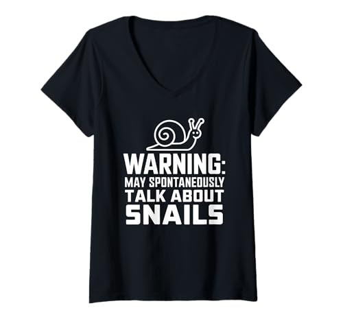 Damen Warnung kann spontan über Schnecken sprechen T-Shirt mit V-Ausschnitt von Snail Snails Slug
