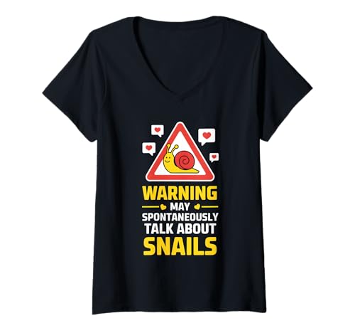 Damen Warnung kann spontan über Schnecken sprechen T-Shirt mit V-Ausschnitt von Snail Snails Slug