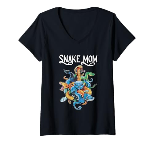 Damen Snake Mom Snake Mother Reptilien Python T-Shirt mit V-Ausschnitt von Snake Mom