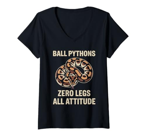 Damen Ball Pythons Zero Legs All Attitude Ballpython im Vintage-Look T-Shirt mit V-Ausschnitt Damen Ball Pythons Zero Legs All Attitude Ballpython im Vintage-Look T-Shirt mit V-Ausschnitt von Snake Snakes royal python legless reptiles Reptile