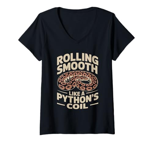 Damen Rollen Sie glatt wie eine Pythonspule Vintage Ball Python T-Shirt mit V-Ausschnitt Damen Rollen Sie glatt wie eine Pythonspule Vintage Ball Python T-Shirt mit V-Ausschnitt von Snake royal python Ball Python Snakes pythons