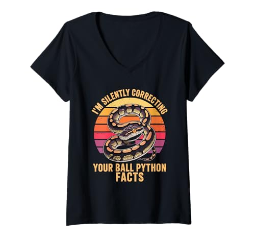 Damen Ich korrigiere im Stillen deinen Ball Python Facts Retro T-Shirt mit V-Ausschnitt Damen Ich korrigiere im Stillen deinen Ball Python Facts Retro T-Shirt mit V-Ausschnitt von Snake royal python legless reptiles Ball Python