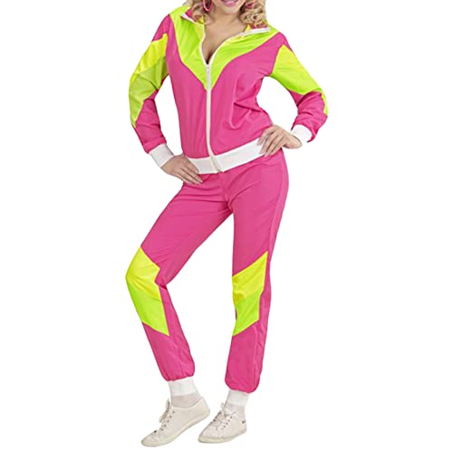 Snaked cat Kostüm Trainingsanzug 80er Jahre Outfit Damen Trainingsanzug, 80er Jahre Outfit, 80er Retro, Trainingsjacke, Trainingshose, Faschingskostüme (Pink, L) von Snaked cat