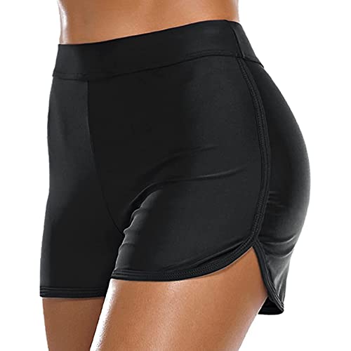 Damen Badeshorts Kurze Badehose UV-Schutz Shorts Strand Wassersport Boardshorts Schnell Trocknendes Schwimmhose Schwimmshorts (Black, XL) von Snakell