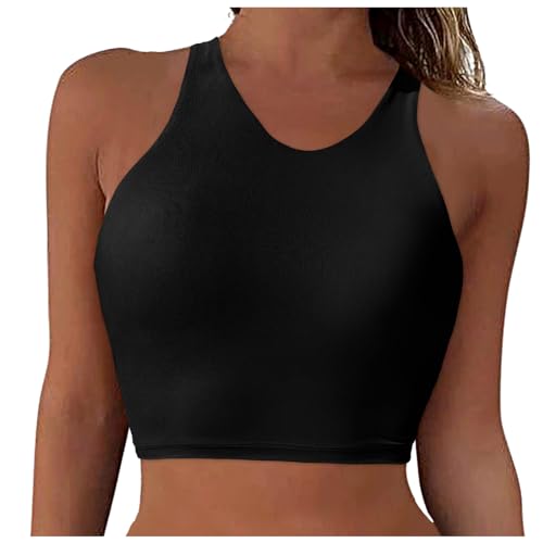 Damen Bikini Oberteil Gepolstert Bikinitops Sport BH Racerback Swim Top Bikini Bademoden Abnehmbares Brustpolster Bikinioberteil Sexy Bikini Oberteil Schnell Trocknend Padded Swimsuit Bra (Black, L) von Snakell