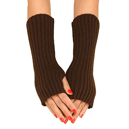 Damen Fingerlose Handschuhe Lang Thicken Strick Pluswärmer Handstulpen Armwärmer Stulpen Stricken Armstulpe Fingerlose Gestrickte Handgelenk, Pluswärmer Handstulpen Fingerlose (d-Coffee, One Size) von Snakell