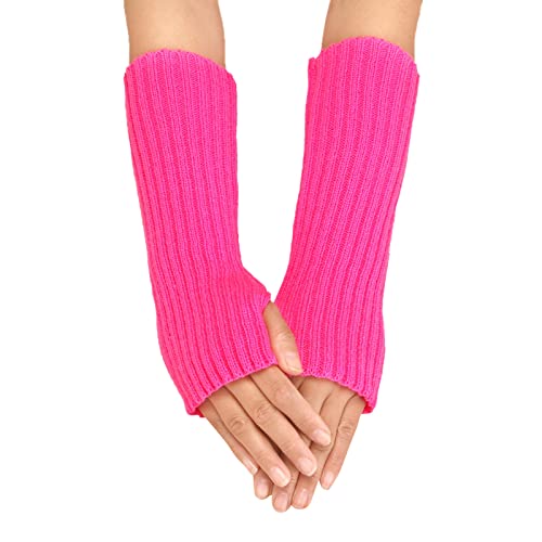 Damen Fingerlose Handschuhe Lang Thicken Strick Pluswärmer Handstulpen Armwärmer Stulpen Stricken Armstulpe Fingerlose Gestrickte Handgelenk, Pluswärmer Handstulpen Fingerlose (d-Hot Pink, One Size) von Snakell