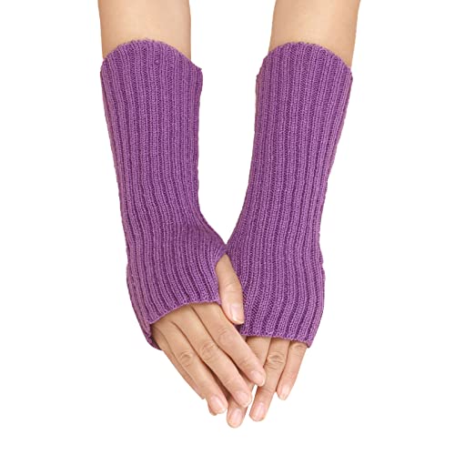 Damen Fingerlose Handschuhe Lang Thicken Strick Pluswärmer Handstulpen Armwärmer Stulpen Stricken Armstulpe Fingerlose Gestrickte Handgelenk, Pluswärmer Handstulpen Fingerlose (d-Purple, One Size) von Snakell