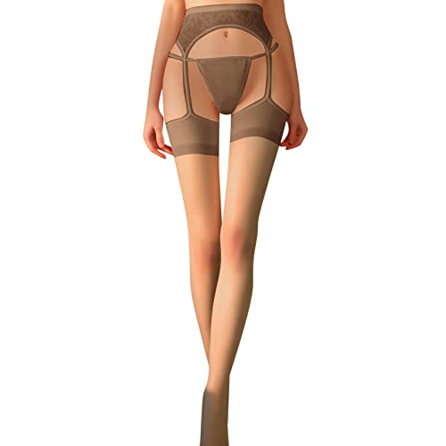 Damen Straps Strumpfhose Transparent Strumpfgürtel Strapsstrumpfhose Lang Bein Socken Oberschenkel Hohe Strumpf Spitze Aushöhlen Top Strümpfe Mit Fuß Pantyhose Sexy Dessous für Cosplay, Alltagsleben von Snakell