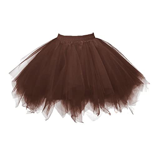 Damen Tüllrock Retro Kurz Tütü Ballettrock Rockabilly Petticoat Karneval Kostüm Tüllrock Multi-SchichtenVintage Unterrock Ballet Blase Firt Tulle Petticoat Puffy Tutu Tanzkleid (E-a, One size) von Snakell