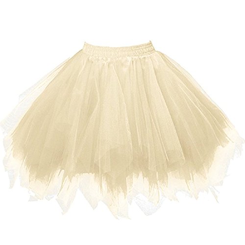 Damen Tüllrock Retro Kurz Tütü Ballettrock Rockabilly Petticoat Karneval Kostüm Tüllrock Multi-SchichtenVintage Unterrock Ballet Blase Firt Tulle Petticoat Puffy Tutu Tanzkleid (Yellow-c, One Size) von Snakell