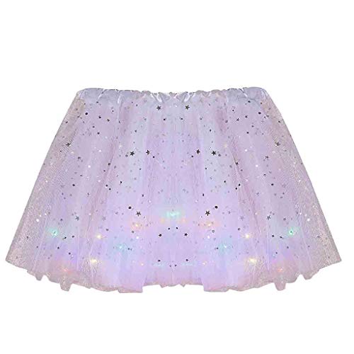 LED Tüllrock Damen Tütü Rock Damen Tüllrock 50er Rockabilly Vintage Lichter Prinzessin Pailletten Minirock Tüll Tütü Rock für Cosplay Party Karneval Kostüm Ballett Petticoat Ballkleid Tanzkleid von Snakell
