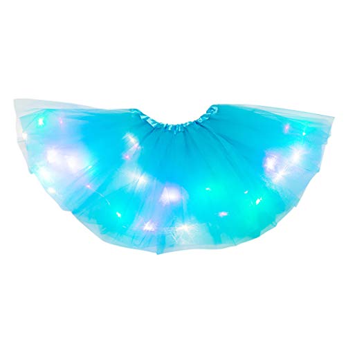 LED Tüllrock Damen Tütü Rock Damen Tüllrock 50er Rockabilly Vintage Lichter Prinzessin Pailletten Minirock Tüll Tütü Rock für Cosplay Party Karneval Kostüm Ballett Petticoat Ballkleid Tanzkleid von Snakell
