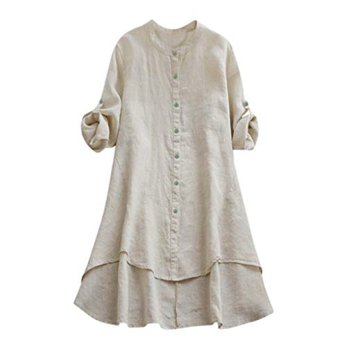 Oversize Bluse Damen Musselin Bluse Bluse Damen Weiß Musselin Bluse Damen Oversized Musselin Bluse Musselin Bluse Leinenbluse Damen Sommer Blusen Musselin Bluse Leinenhemd Damen Musselin (3-Beige, XL) von Snakell