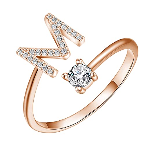 Ring mit Buchstaben Gold Ringe Frauen Verstellbar Ring Damen Offener Rings Initial Buchstabe A-Z Ring mit Namen Frauen Ring als Schmuck Ringe zum Jahrestag Verstellbare Ringe in Gold (M, One Size) von Snakell