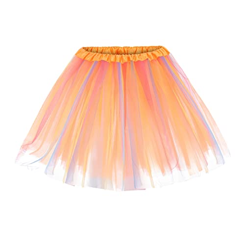 Röcke Damen Tüllrock Retro Hohe Taille Tutu Rock Elegant Ballettrock Tüll 50er Tutu Unterrock Blase Petticoat Tütü Minirock Elastischen Reifrock Karneval (B-B-Taille 50-110cm Rocklänge 40cm, One Size) von Snakell