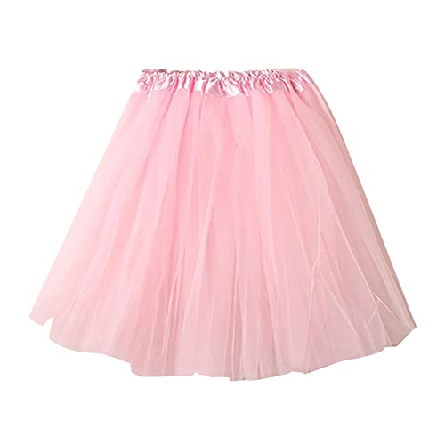 Röcke Damen Tüllrock Retro Hohe Taille Tutu Rock Elegant Ballettrock Tüll 50er Tutu Unterrock Blase Petticoat Tütü Minirock Elastischen Reifrock Karneval Kostüm Faschingskostüme (Pink, One Size) von Snakell
