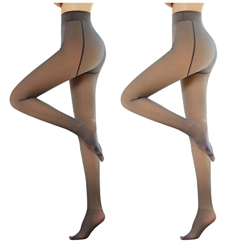 Snakell 2er Pack Strumpfhose Damen Hautfarbe Fleece Gefütterte Translucent Leggance Strumpfhose Verdickte Thermostrumpfhosen Durchscheinende Plüschstrümpfe Pantyhose Wärme Winterleggings von Snakell