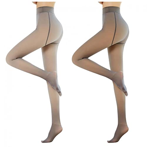 Snakell 2er Pack Strumpfhose Damen Hautfarbe Fleece Gefütterte Translucent Leggance Strumpfhose Verdickte Thermostrumpfhosen Durchscheinende Plüschstrümpfe Pantyhose Wärme Winterleggings von Snakell