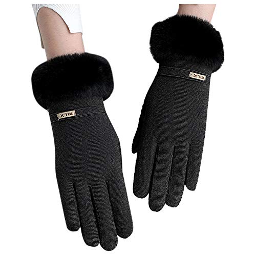 Snakell Handschuhe Touchscreen Damen Handschuhe Winter Warme Winddicht Handschuhe Pelz Manschette Handschuhe mit Fleece Gefüttert für Mädchen, Künstliches Wildleder Handschuhe, Weihnachts Geschenk von Snakell