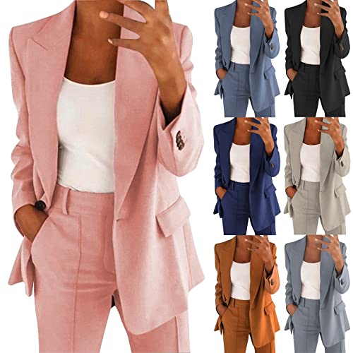 Snakell Hosenanzug Damen Festlich Business Anzug Set Hosenanzug Hose 2-Teiler Elegant Langarm Anzugjacke und Anzughosen Zweiteilig Büro Slimfit Streetwear Formal Modern Sportlich Hosenanzug von Snakell