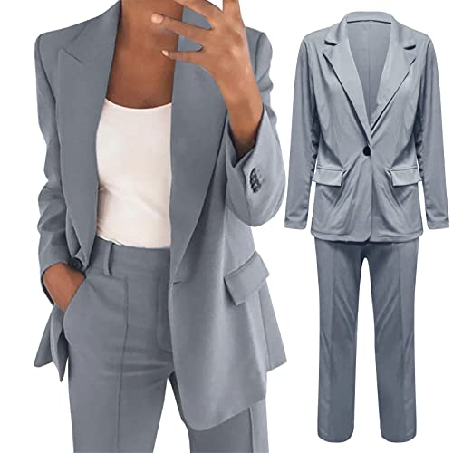 Snakell Hosenanzug Damen Festlich Business Anzug Set Hosenanzug Hose 2-Teiler Elegant Langarm Anzugjacke und Anzughosen Zweiteilig Büro Slimfit Streetwear Formal Modern Sportlich Hosenanzug von Snakell