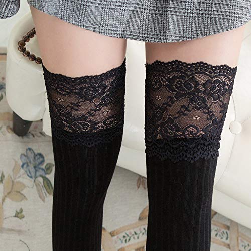 Snakell Overknee Strümpfe Spitze Gestrickt Kniestrümpfe Damen Winter Warm Beinstulpen Beinlinge Strümpfe Baumwollstrümpfe Legwarmers Sport Socken Boot Strümpfe für Damen und Mädchen von Snakell