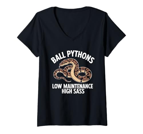 Damen Ball Pythons Pflegeleicht High Sass Royal Python T-Shirt mit V-Ausschnitt Damen Ball Pythons Pflegeleicht High Sass Royal Python T-Shirt mit V-Ausschnitt von Snakes Reptile legless reptiles Snake Ball Python