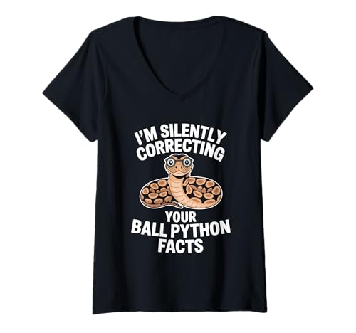 Damen Ich korrigiere stillschweigend deine Ball-Python-Fakten T-Shirt mit V-Ausschnitt Damen Ich korrigiere stillschweigend deine Ball-Python-Fakten T-Shirt mit V-Ausschnitt von Snakes legless reptiles royal python Reptile Snake