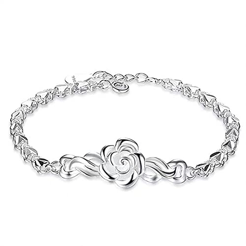 Armband Verstellbar Verstellbar Silber Armreifen Für Frauen Sterling Silber Armband Für Frauen Elegant Rose Blume Armband Freundschaftsarmband Sterling Silber Schmuck von SnamicE