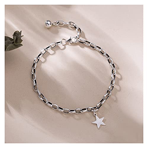 Mode Sterling Silber Mode Retro Stern Anhänger Armband mit kleiner Perlenkugel für Frauen Urlaub Hochzeit Schmuck von SnamicE