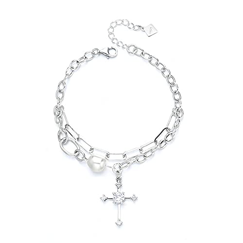 Sterling Silber Damen Armband Spleißen Doppelschicht Verstellbares Armband von SnamicE