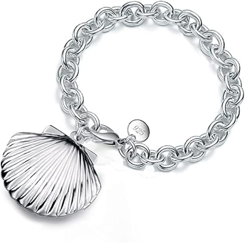 Verstellbares Sterling Silber Armband, Damen Sterling Silber Armband Mode Handgeschnitzte Muschel Anhänger Armband Elegantes Armband Damen Silberschmuck Für Schwestern Freunde Paare von SnamicE