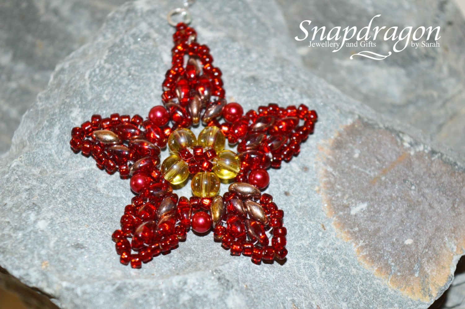 Damen Rot Und Gold Stern Anhänger, Sterling Silber Halskette, Perlen Herz, Weihnachtsschmuck Damen Rot Und Gold Stern Anhänger, Sterling Silber Halskette, Perlen Herz, Weihnachtsschmuck von SnapdragonbySarah