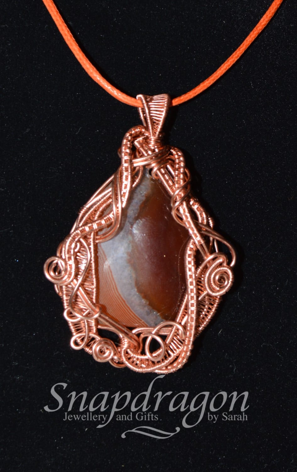 Kupferdraht Gewickelter Botswana Achat Anhänger - Damen Schmuck Kupferdraht Gewickelter Botswana Achat Anhänger - Damen Schmuck von SnapdragonbySarah