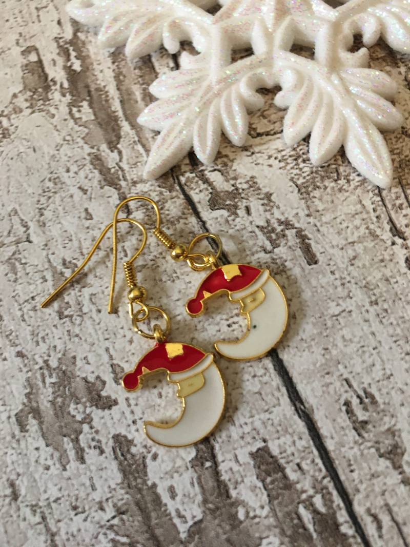 Santa Moon Neuheit Weihnachten Baumeln Ohrringe, Damen Tropfen Weihnachtsschmuck Santa Moon Neuheit Weihnachten Baumeln Ohrringe, Damen Tropfen Weihnachtsschmuck von SnapdragonbySarah
