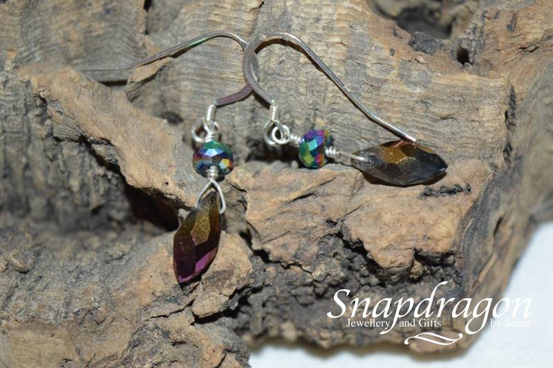 sterling Silber Purple Ab Facettierte Tropfen Ohrringe sterling Silber Purple Ab Facettierte Tropfen Ohrringe von SnapdragonbySarah