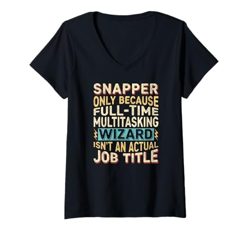Damen Wizard Job Title Quote - Funny Snapper T-Shirt mit V-Ausschnitt von Snapper Gifts by Detuli