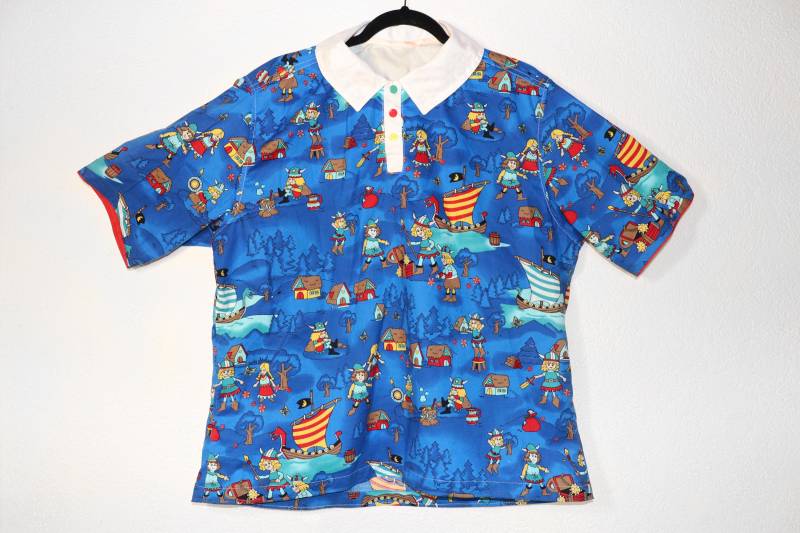 Wikinger Print Baumwollhemd - Kidcore Harajuku Bluse | Größe M/L von SnapyLand