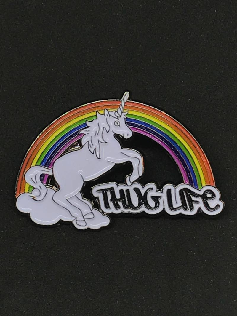 Thug Life Regenbogen Einhorn Emaille Pin von SnarkFish