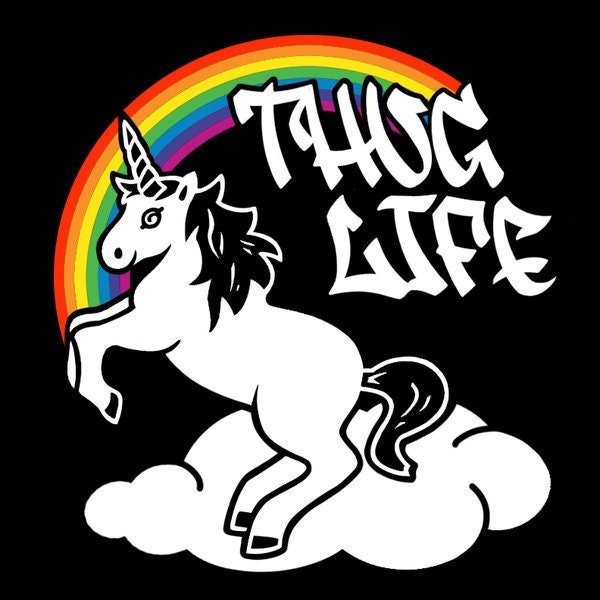 Thug Life Regenbogen Einhorn Tank Top | Schwarz von SnarkFish