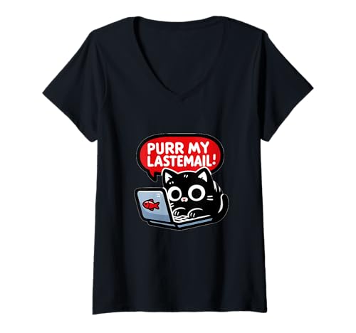 Damen Purr My Last Email Lustiges Katzenbüro Humor Design T-Shirt mit V-Ausschnitt Damen Purr My Last Email Lustiges Katzenbüro Humor Design T-Shirt mit V-Ausschnitt von Snarky Cat Work Apparel for Email and Laptop fans
