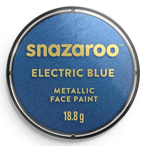 Snazaroo 1118331 Schminkfarbe - Metallik Elektrischblau, 18ml Topf - hautfreundliche Gesichtschminke auf Wasserbasis, wasservermalbar, parabenfrei, Face & Bodypaint Farbe für Kinder & Erwachsene von Snazaroo