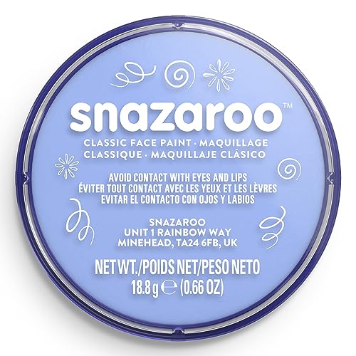 Snazaroo 1118366 Schminkfarbe - Blassblau, 18ml Topf - hautfreundliche Gesichtschminke auf Wasserbasis, wasservermalbar, parabenfrei, Face & Bodypaint Farbe für Kinder & Erwachsene von Snazaroo